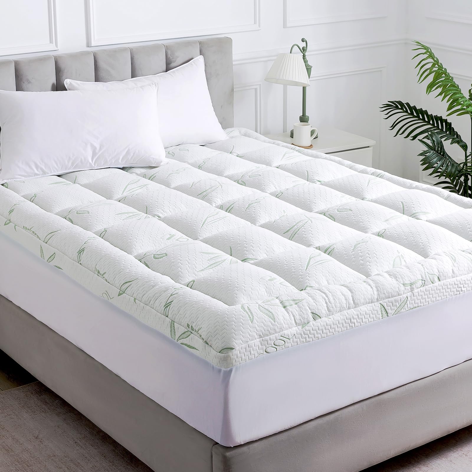 WhatsBedding King Mattress Topper ultra-plush surface for luxurious comfort.