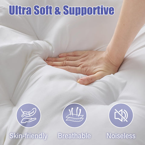 WhatsBedding king-size topper on bed demonstrating full-bed fit and surface.
