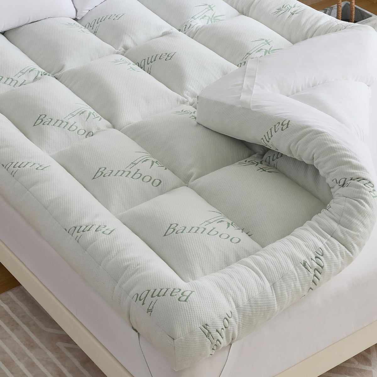 WhatsBedding king topper close-up texture showing plush support
