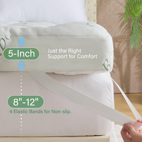 WhatsBedding king topper grid padding design keeps foam in place