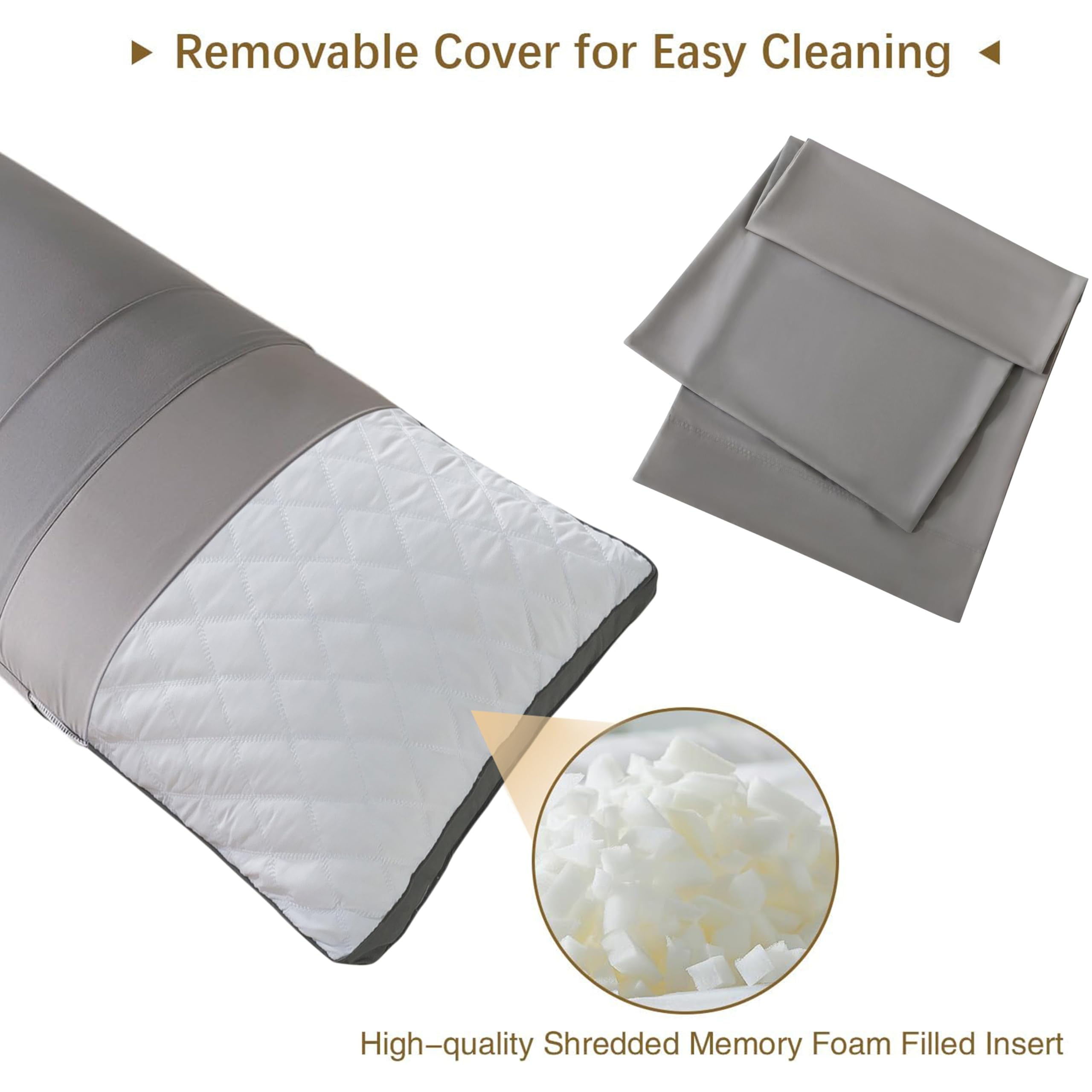 WhatsBedding long body pillow on bed for full-body support.