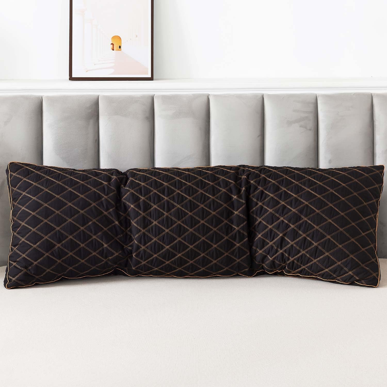WhatsBedding machine-washable memory-foam pillow for easy care.