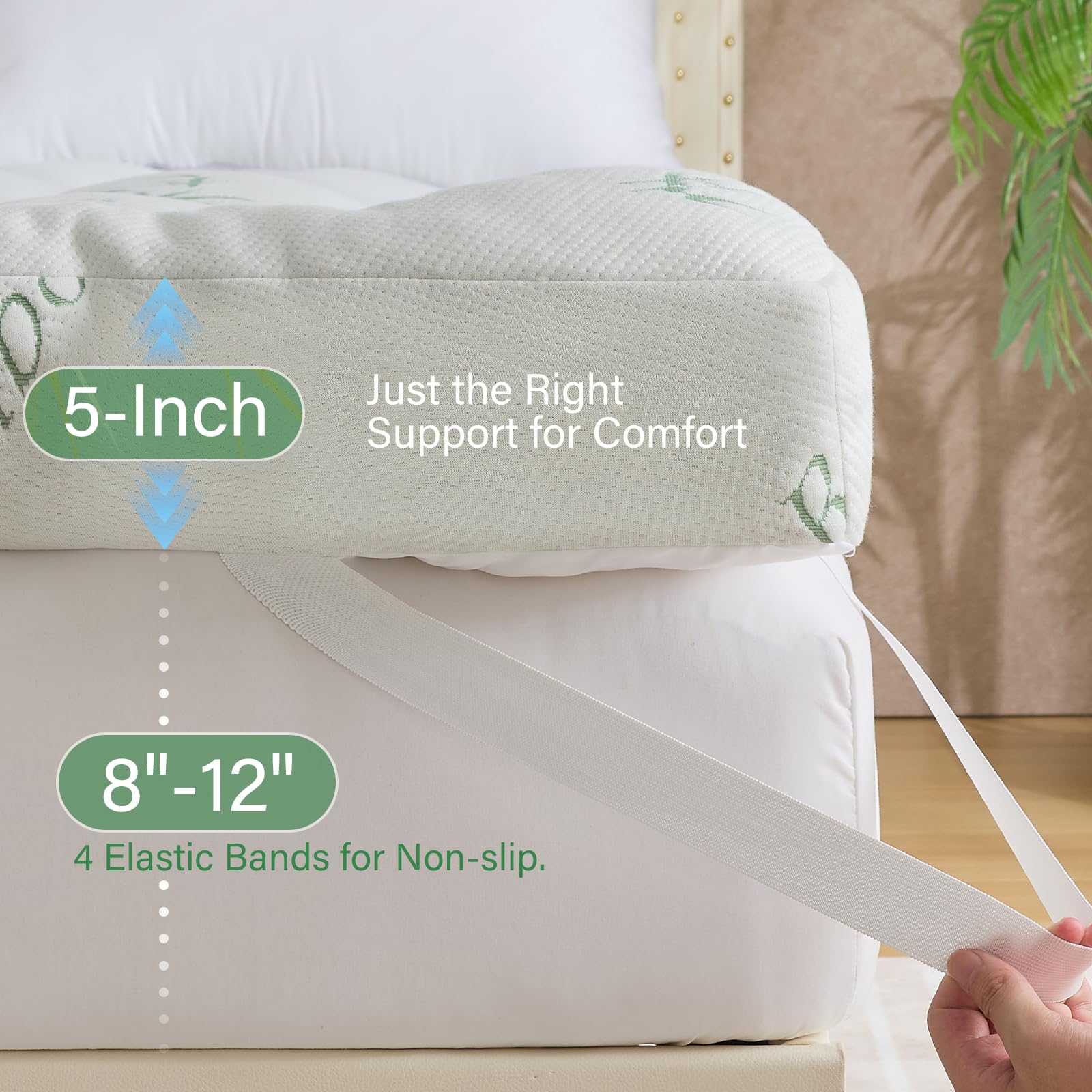 WhatsBedding quilted design keeps shredded memory foam in place for long-lasting shape