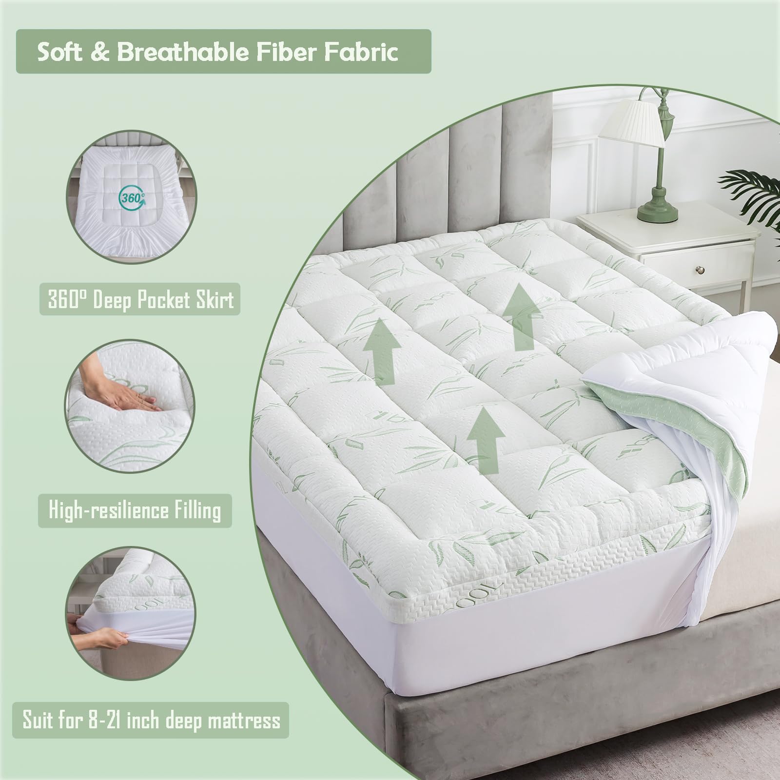 WhatsBedding Queen Topper surface highlights breathable design for airflow