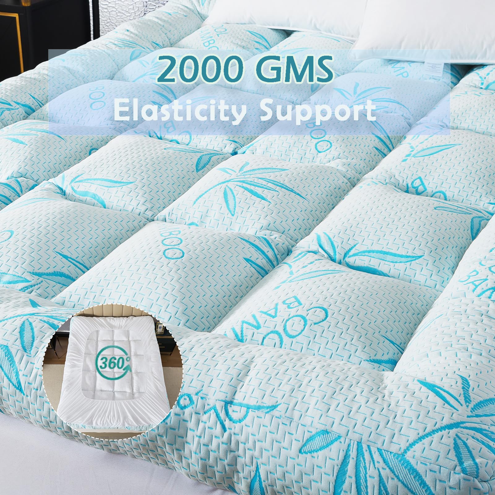 WhatsBedding memory foam topper provides cushioned support for restful sleep.