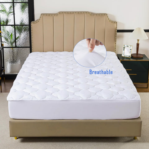 WhatsBedding twin mattress pad deep-pocket skirt ensures snug fit.
