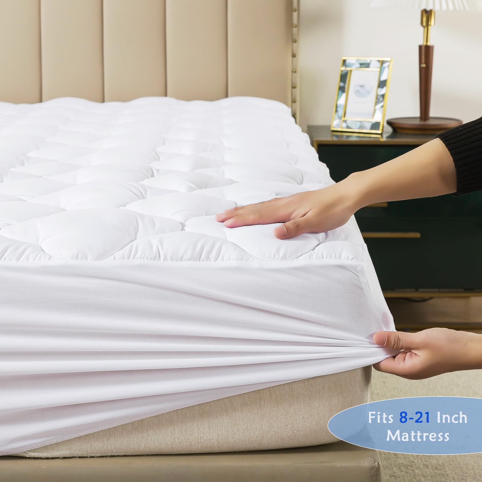 WhatsBedding twin mattress pad machine washable for easy care.
