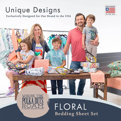 Where The Polka Dots Roam dark floral queen fit demonstrates deep-pocket compatibility.