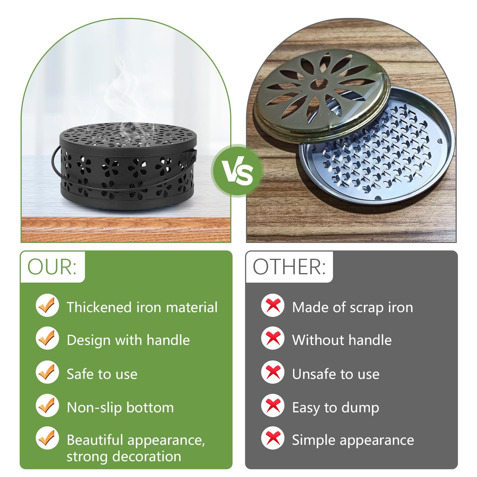 Whiidoom round iron holder suits indoor and outdoor use.