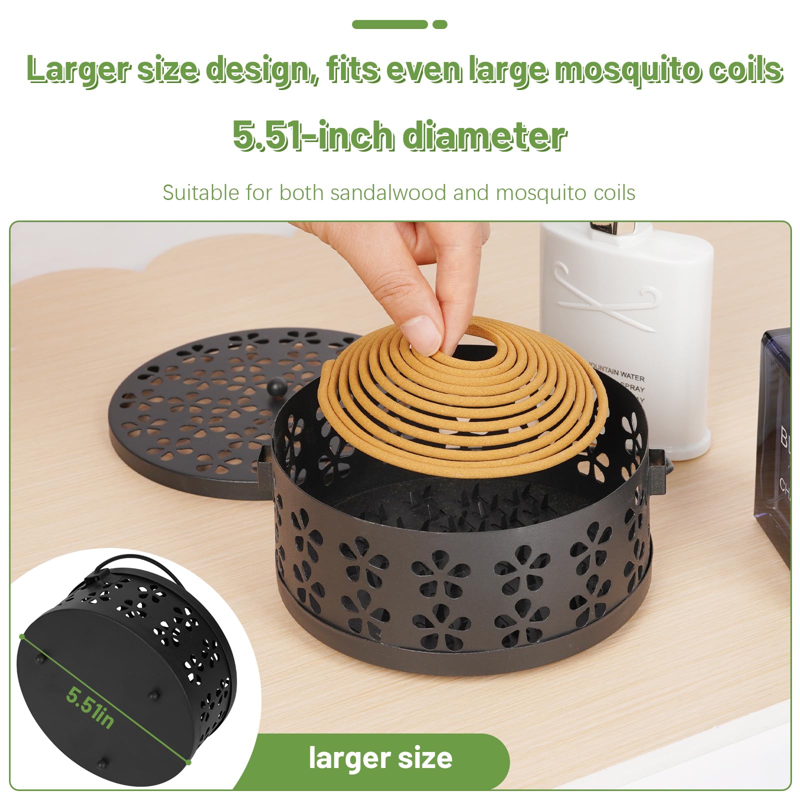 Whiidoom iron coil holder with wind-protective lid.