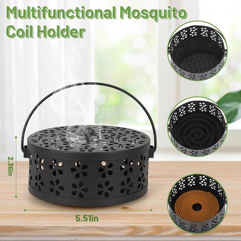 Whiidoom mosquito coil holder with handle for easy transport.