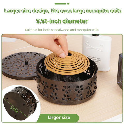 Whiidoom round lid design on the holder protects coils during burning.