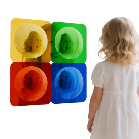 Whimtoyland red bubble mirror supports sensory exploration during play