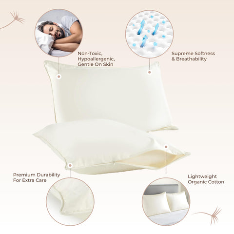 Whisper Organics pillow protector GOTS cotton closeup shows soft natural fibers.