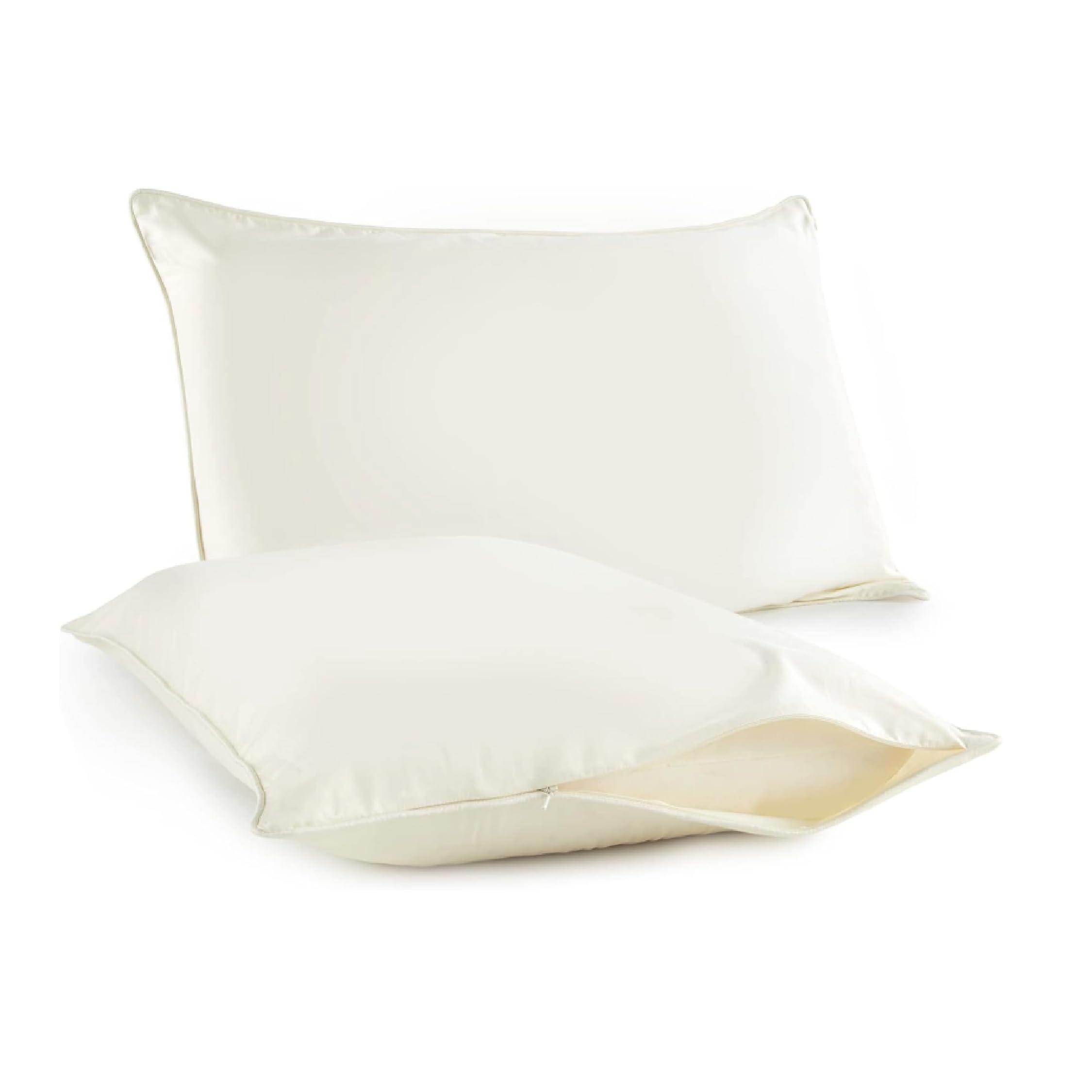 Whisper Organics pillow protector standard ivory with zipper keeps pillow clean and protected.