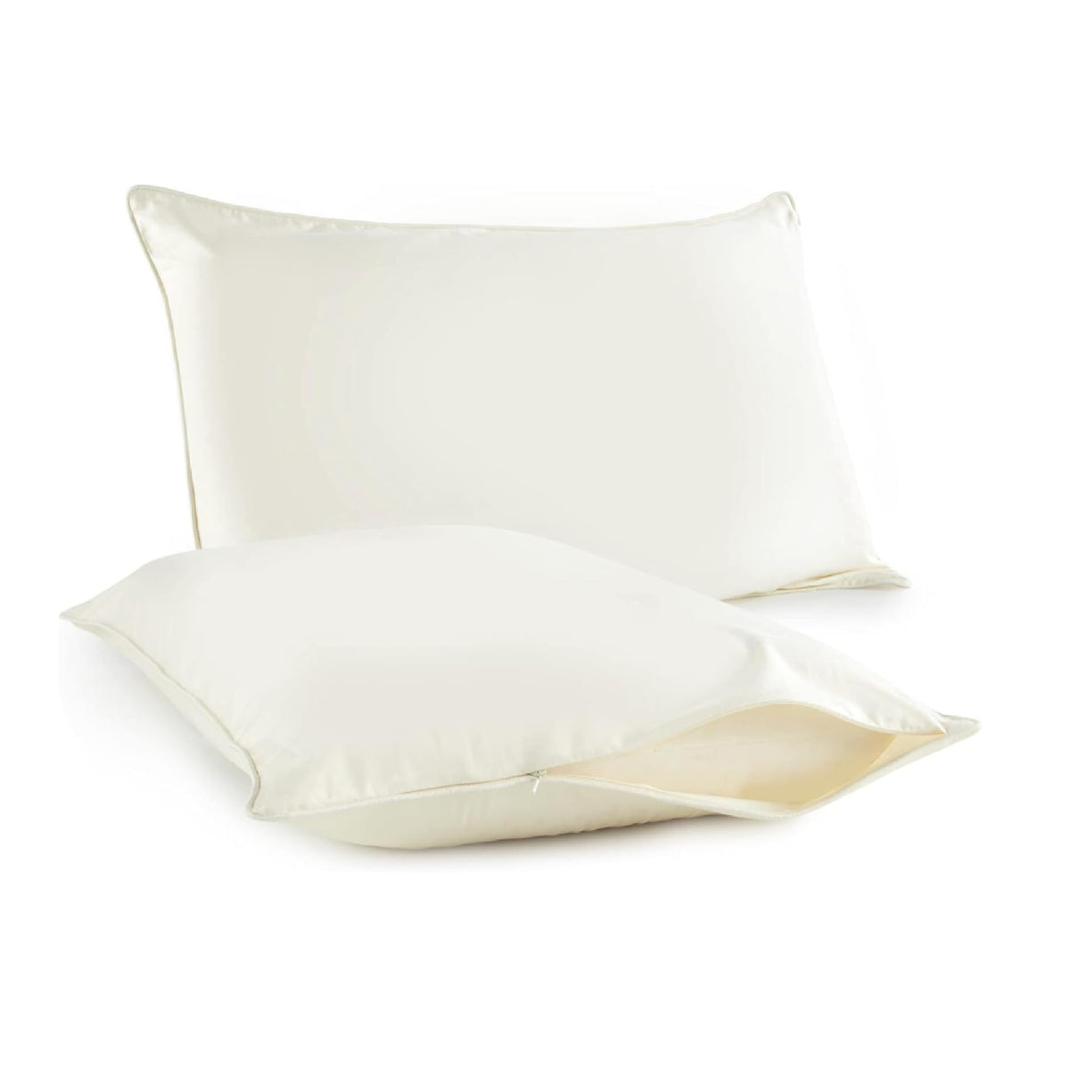 Whisper Organics pillow protector standard ivory with zipper keeps pillow clean and protected.