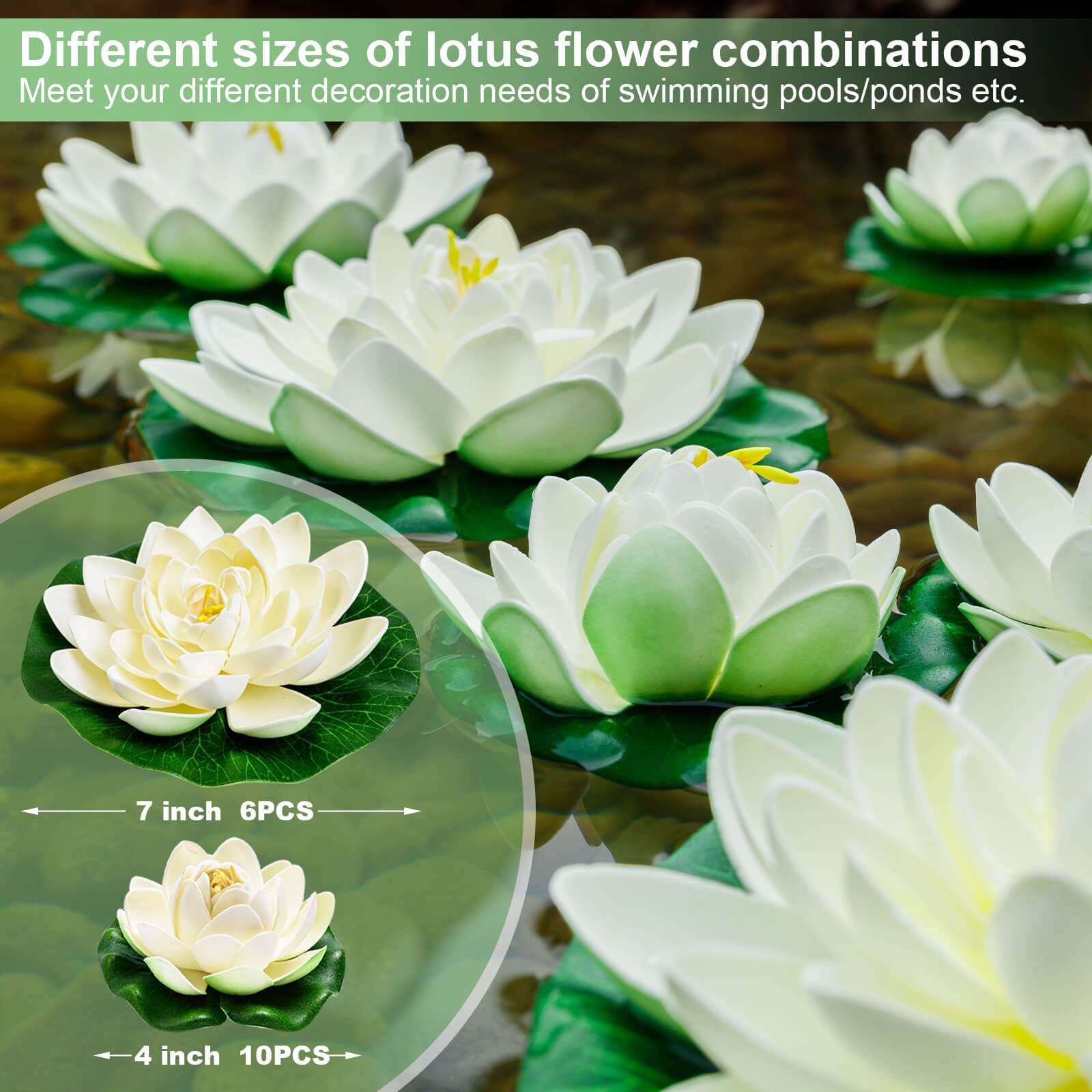WhistenFla floating lotus flowers large adds vibrant color to pools.