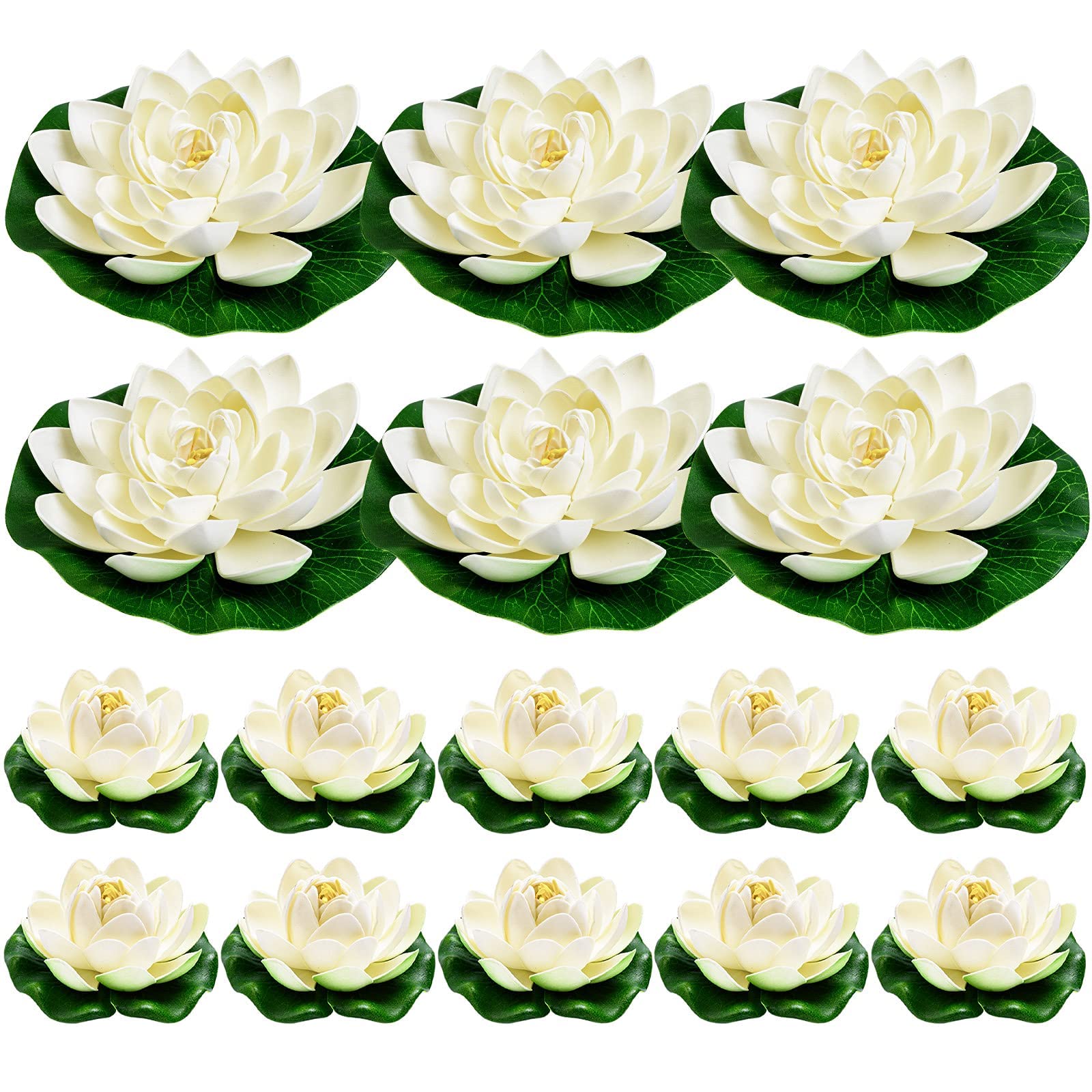 WhistenFla ivory white lotus 7inch floats for elegant pond decor.