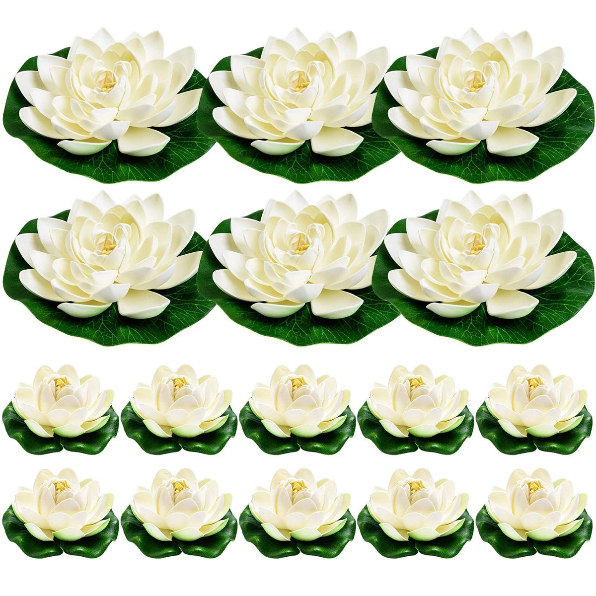 WhistenFla ivory white lotus 7inch floats for elegant pond decor.