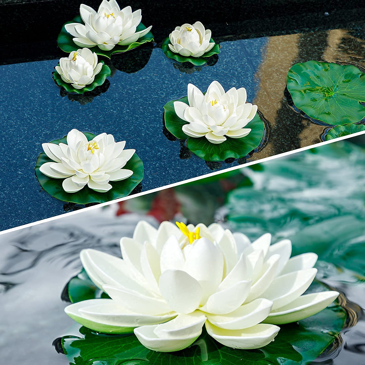 WhistenFla lotus decor enhances fountain and pool landscaping.