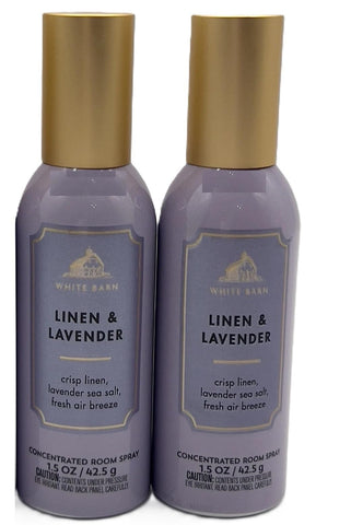 White Barn Linen and Lavender Room Spray set of 2, compact 1.5 oz bottles for quick space refresh.