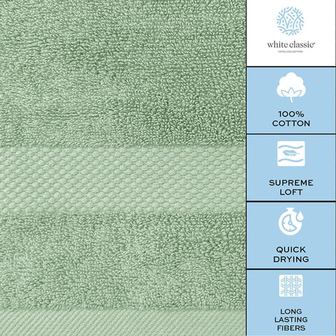 White Classic 2-pack green bath sheets for home spa setup