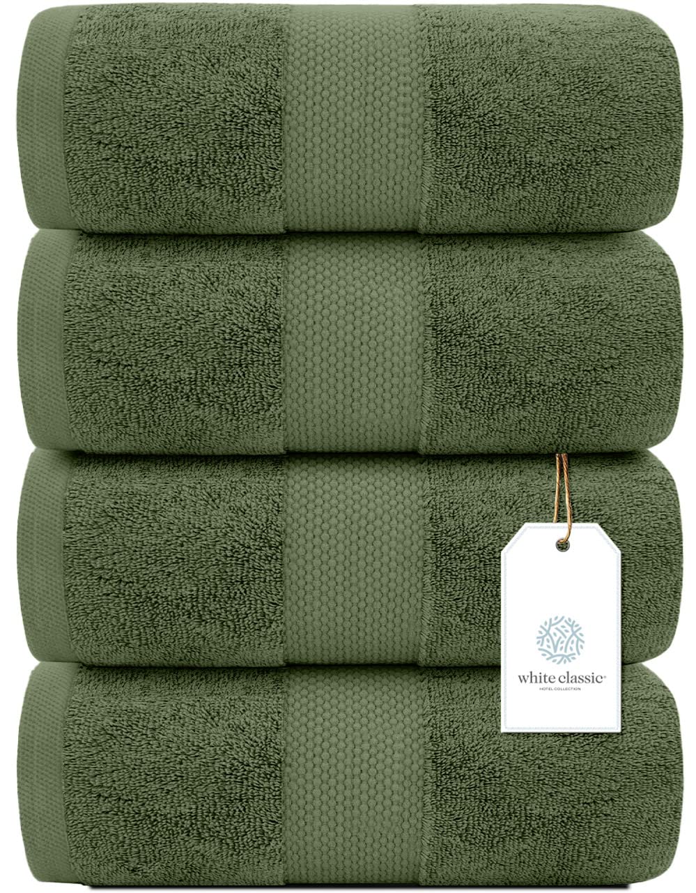 White Classic 27x54-inch towels shown in bathroom for oversized comfort