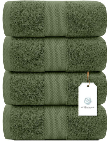 White Classic 27x54-inch towels shown in bathroom for oversized comfort