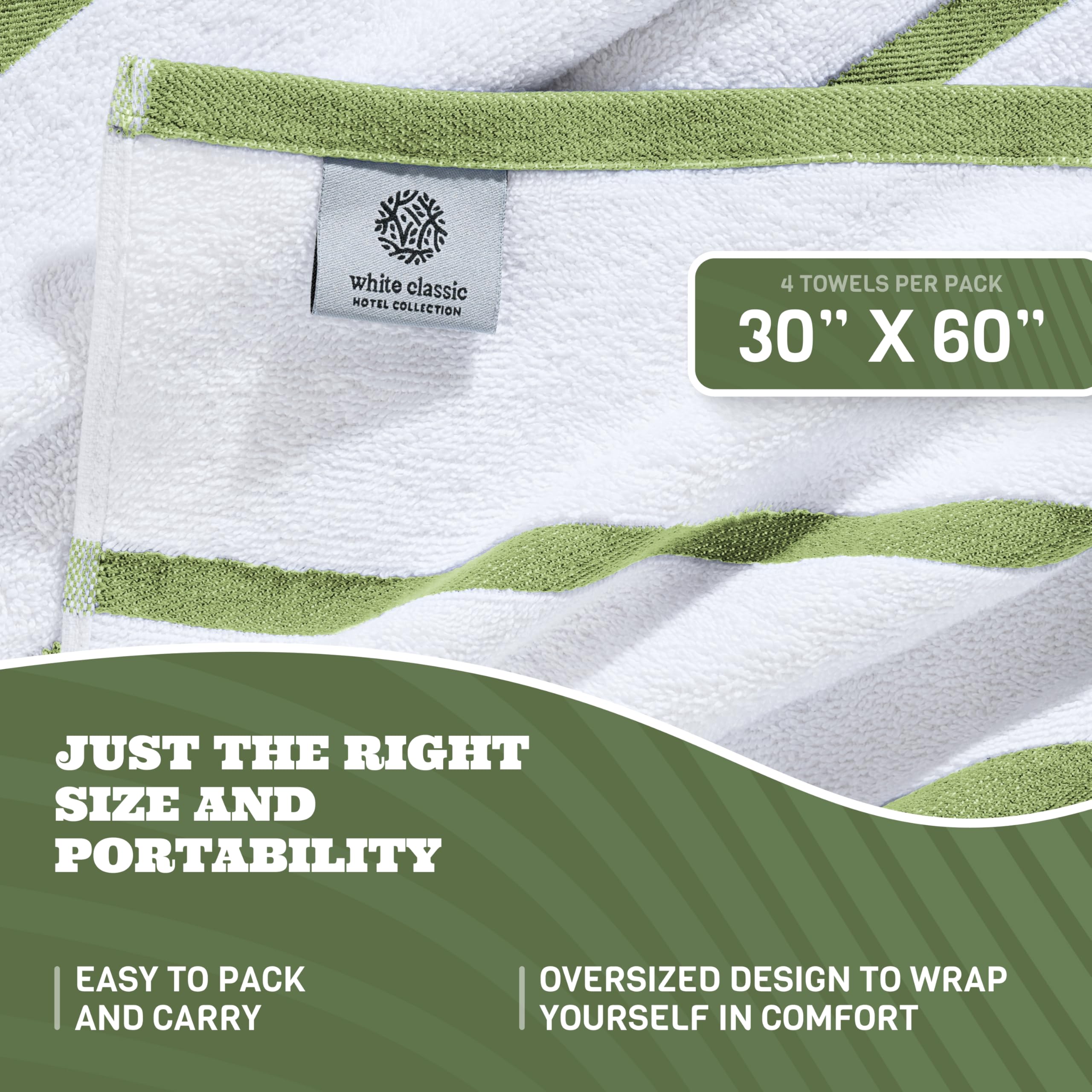 White Classic 4-pack towels offering travel-ready comfort on trips