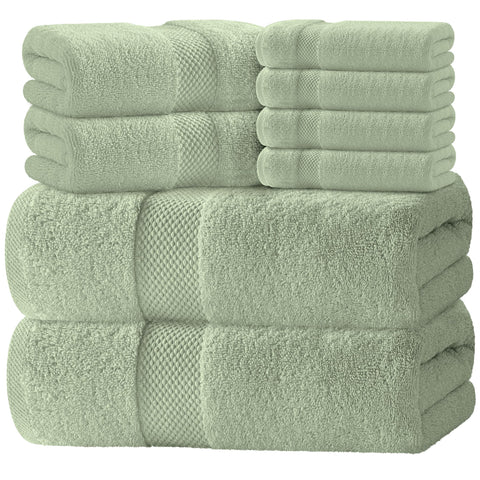 White Classic 8-piece bath towel set displayed for spa-worthy bathroom refresh.