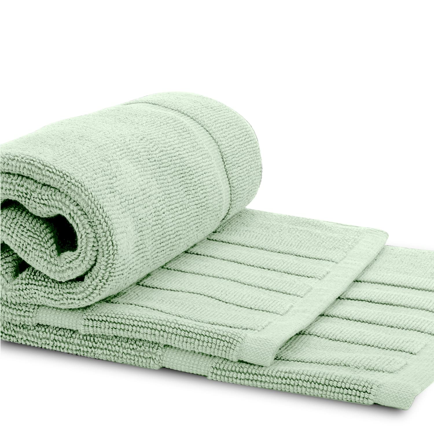 White Classic absorbent cotton bath mat in green for quick-dry softness.