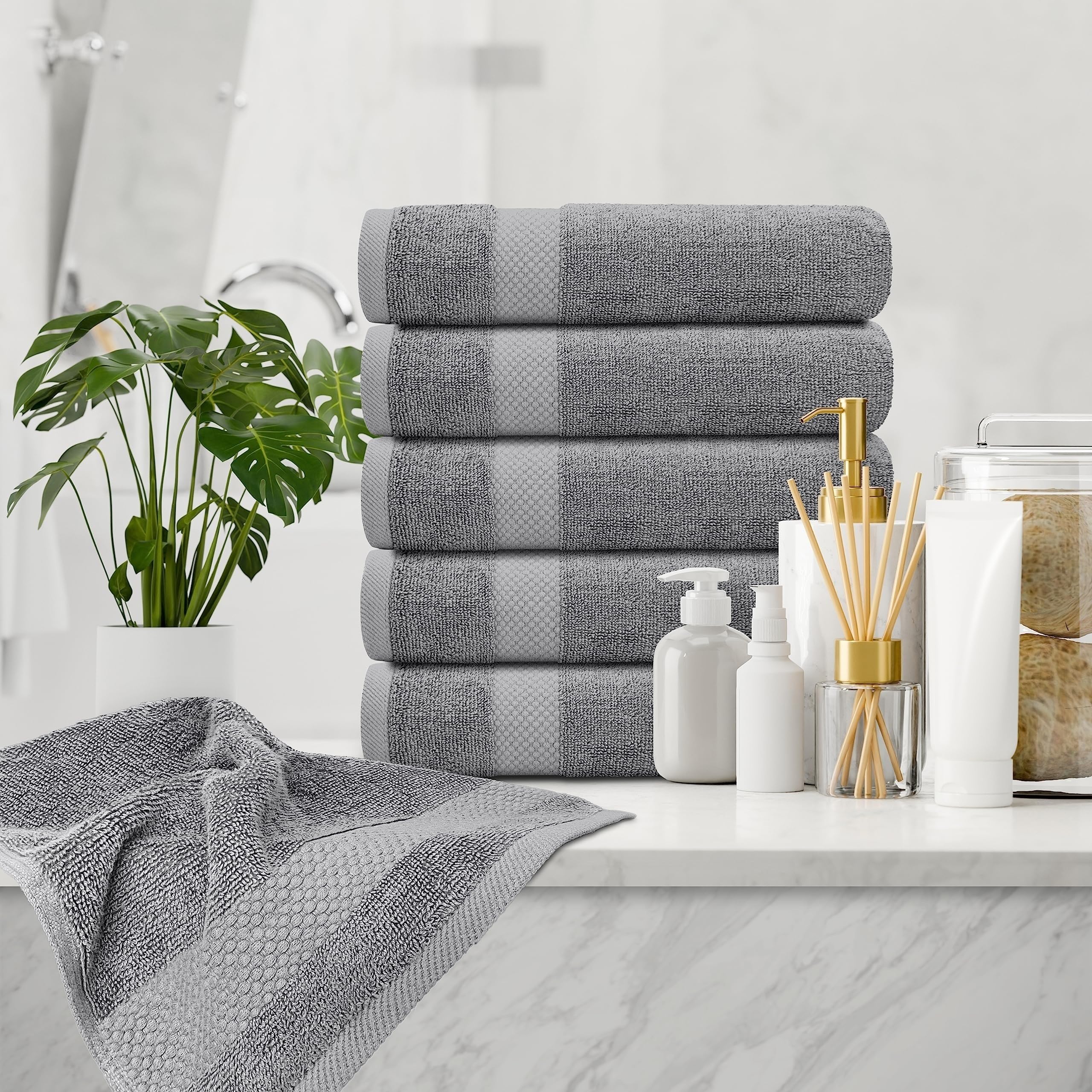 Absorbent White Classic towels in use, providing a comfortable drying experience.