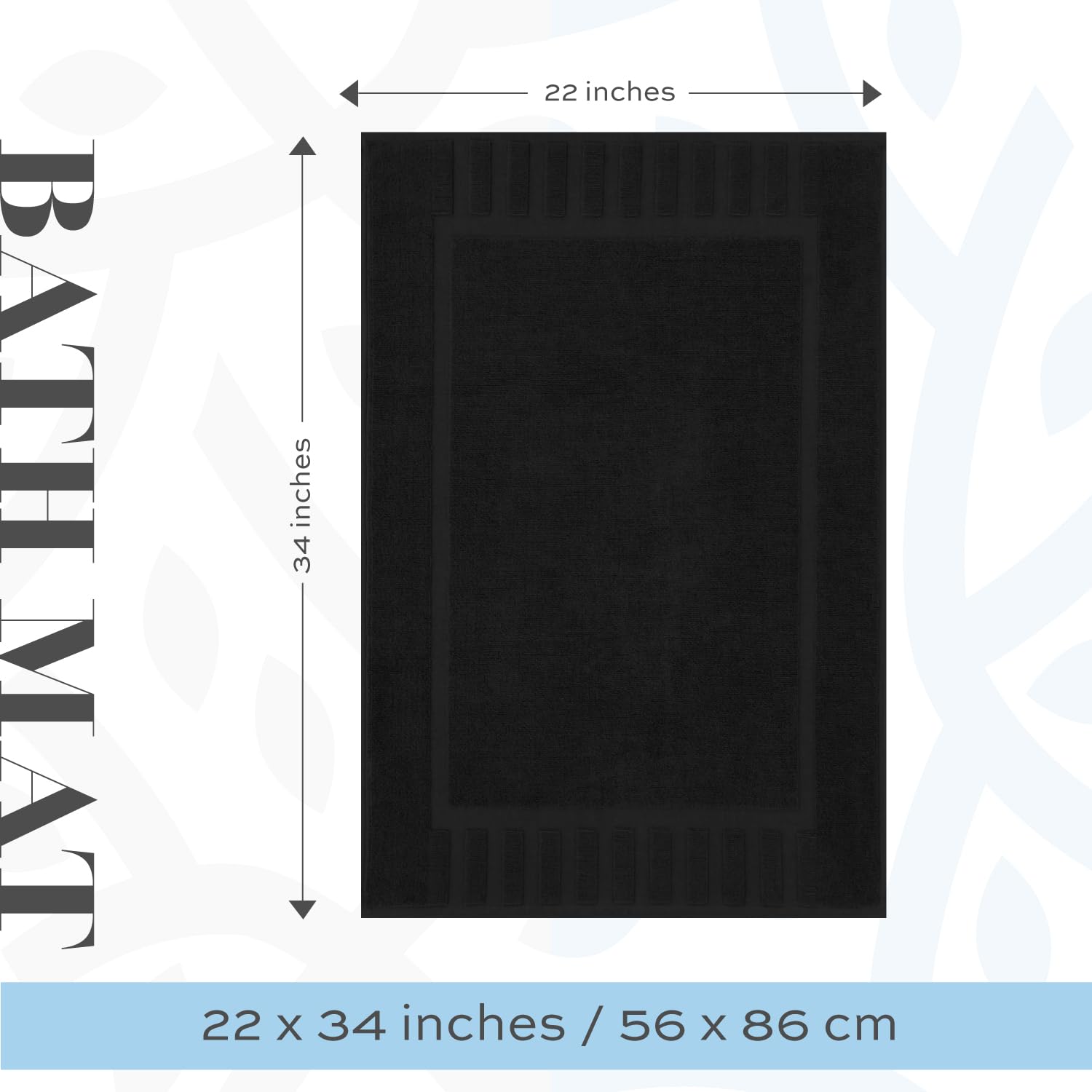 Mat folded over tub edge for spa-ready display.