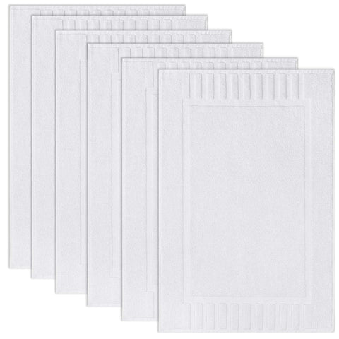 White Classic luxury bath mat with non-slip backing for safe placement on floors.