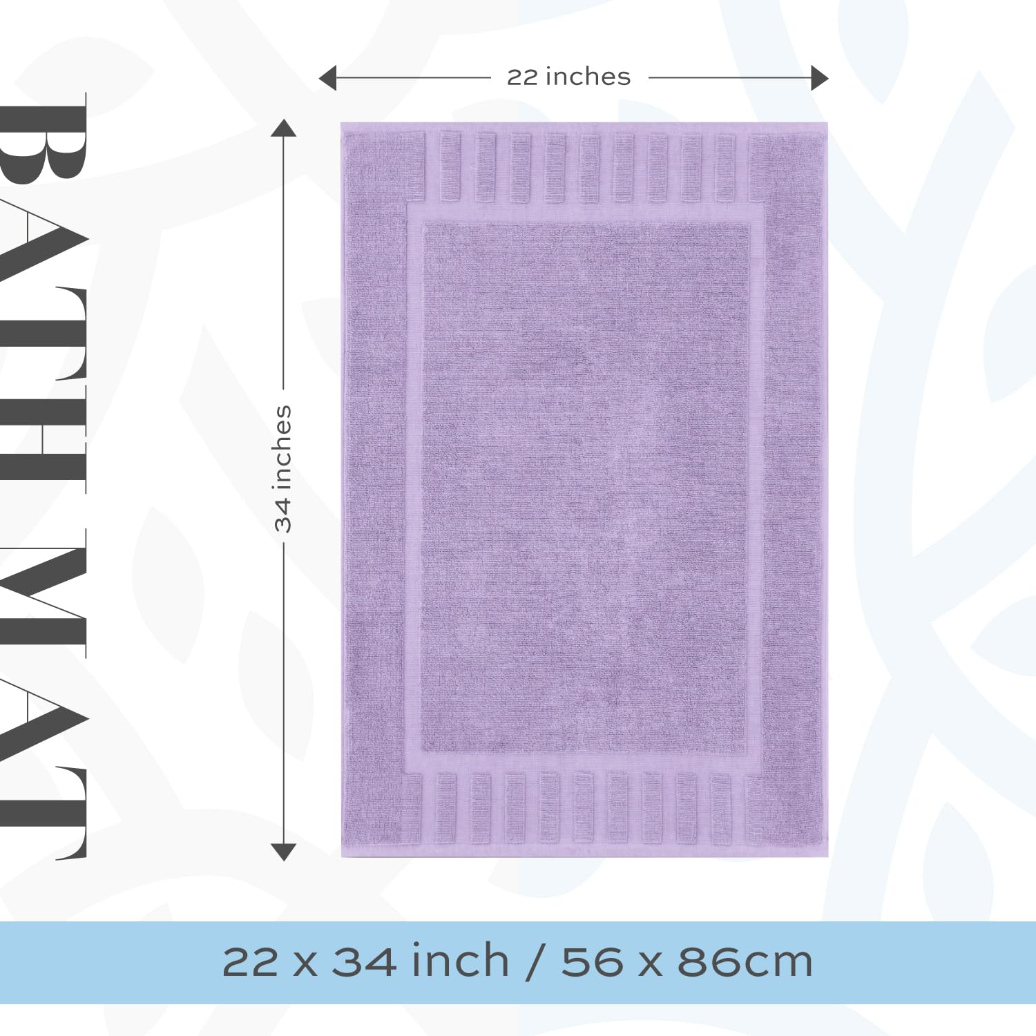 White Classic bath mat with reversible backing for versatile use.