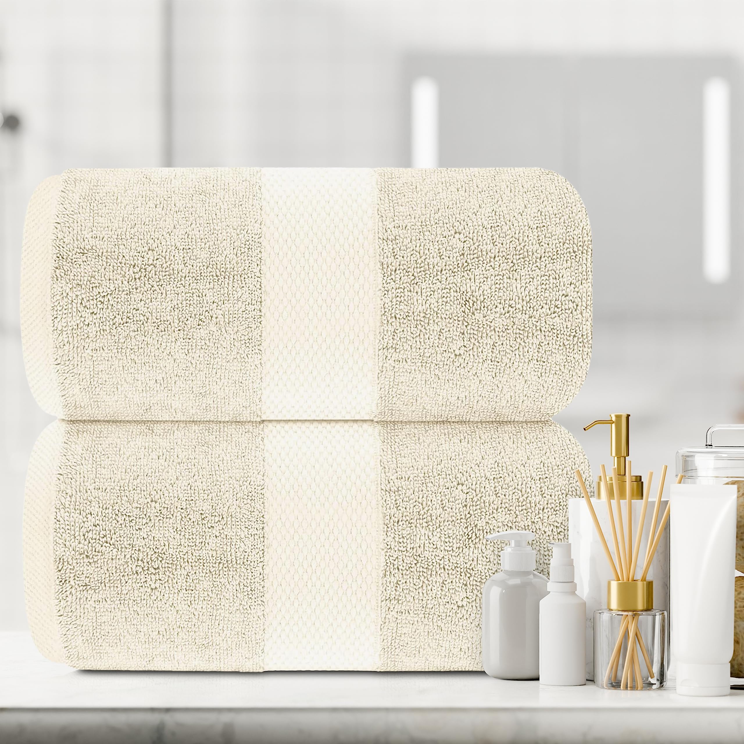 White Classic hotel collection bath sheet brings at-home spa feel.