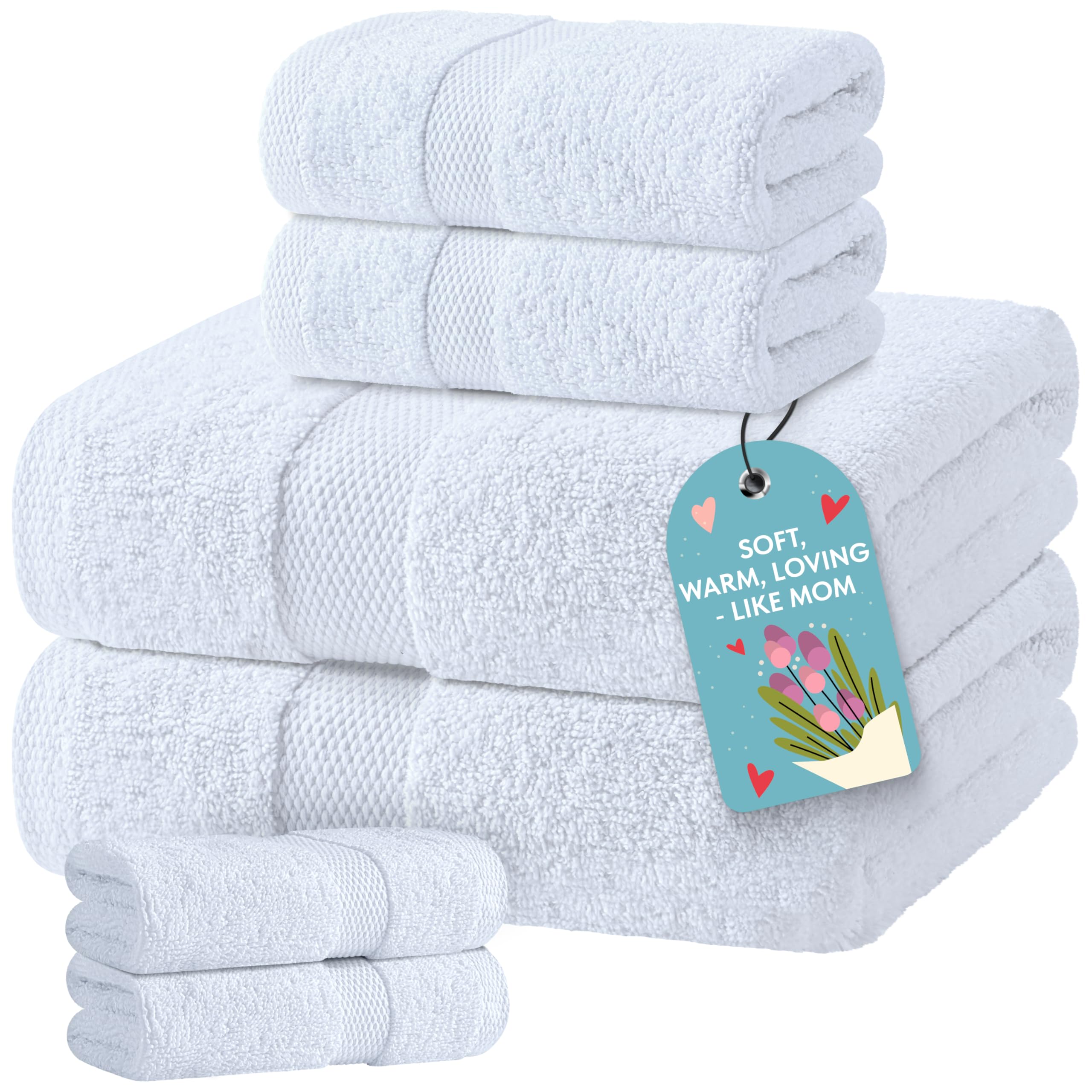 White Classic bath towel set with two large towels for quick-drying luxury