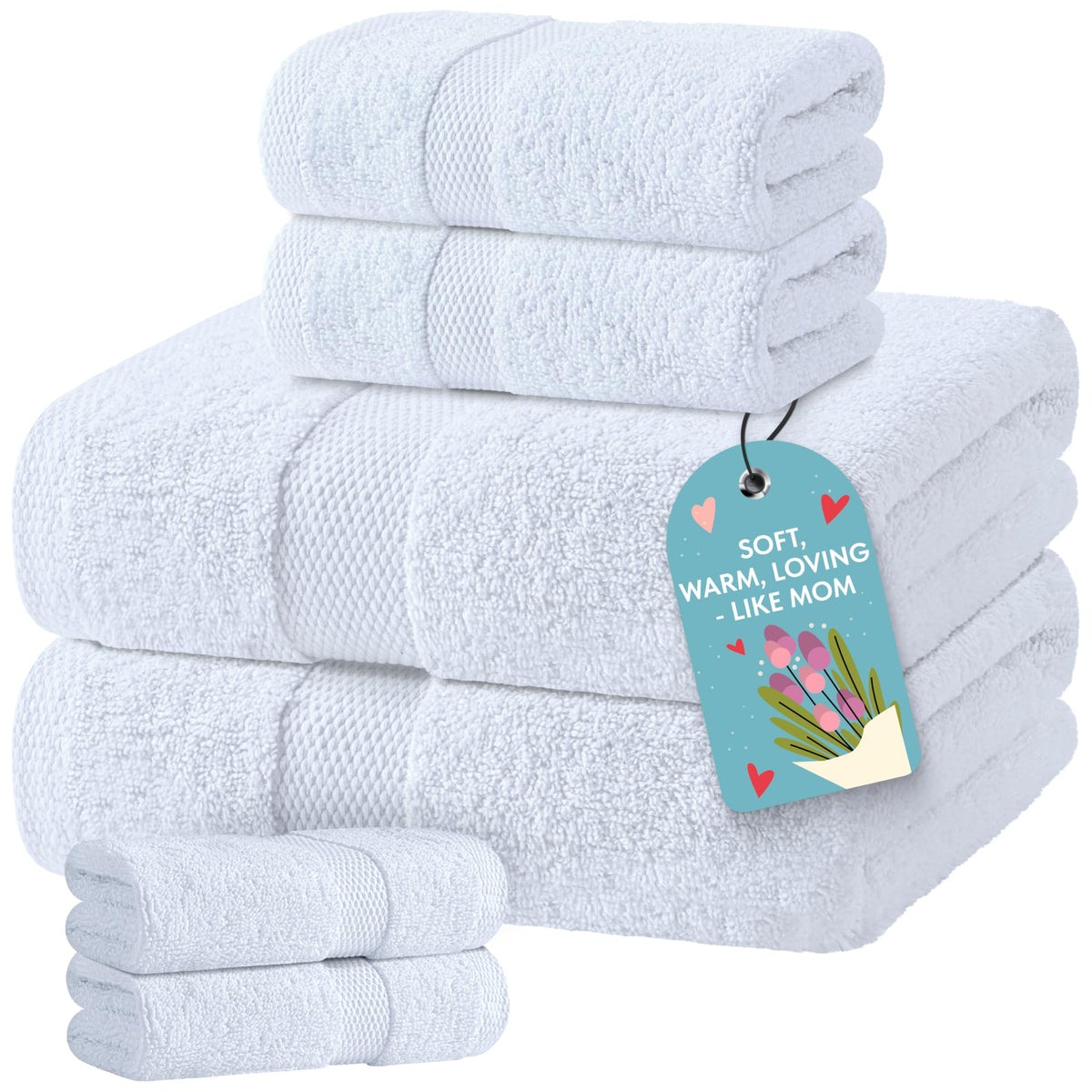 White Classic bath towel set with two large towels for quick-drying luxury