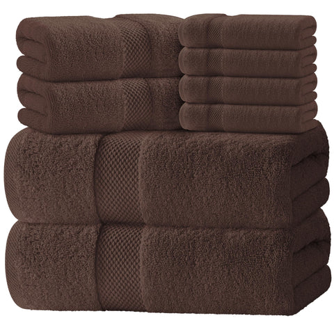 White Classic 8-piece bath towel set, spa-like luxury for daily refresh