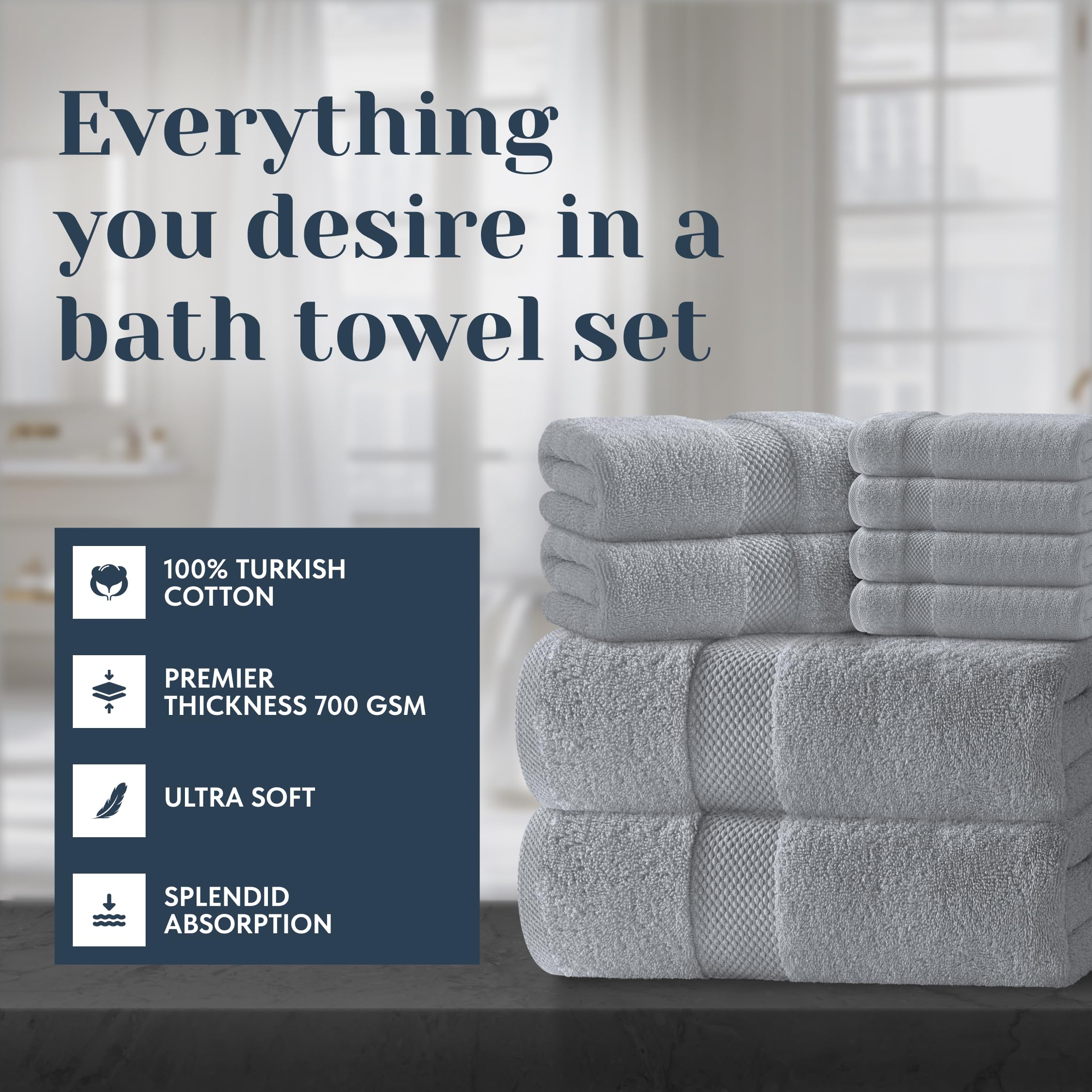 White Classic 700GSM bath towels deliver high absorbency and quick drying