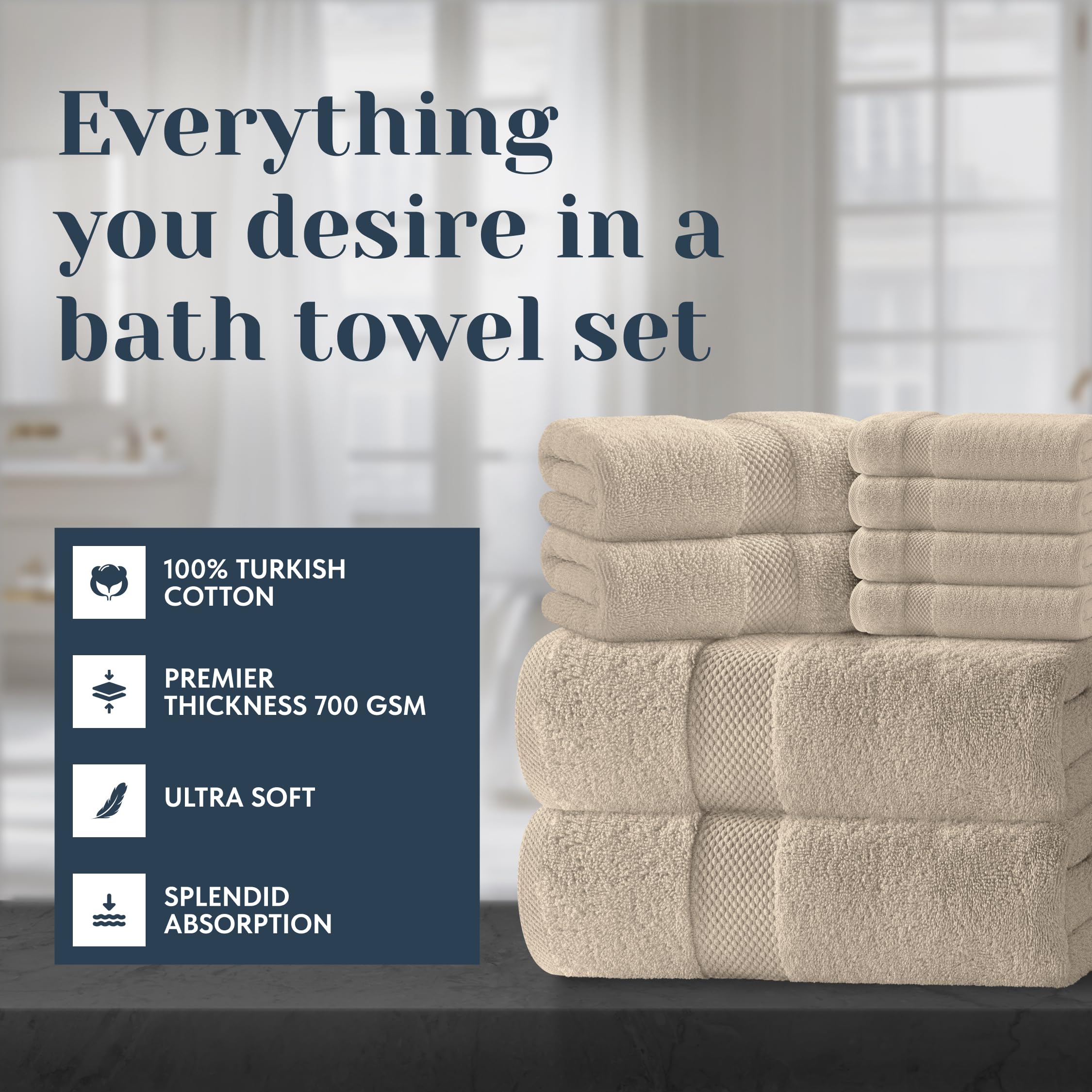 White Classic close-up of plush Turkish cotton fibers delivering absorbency and softness