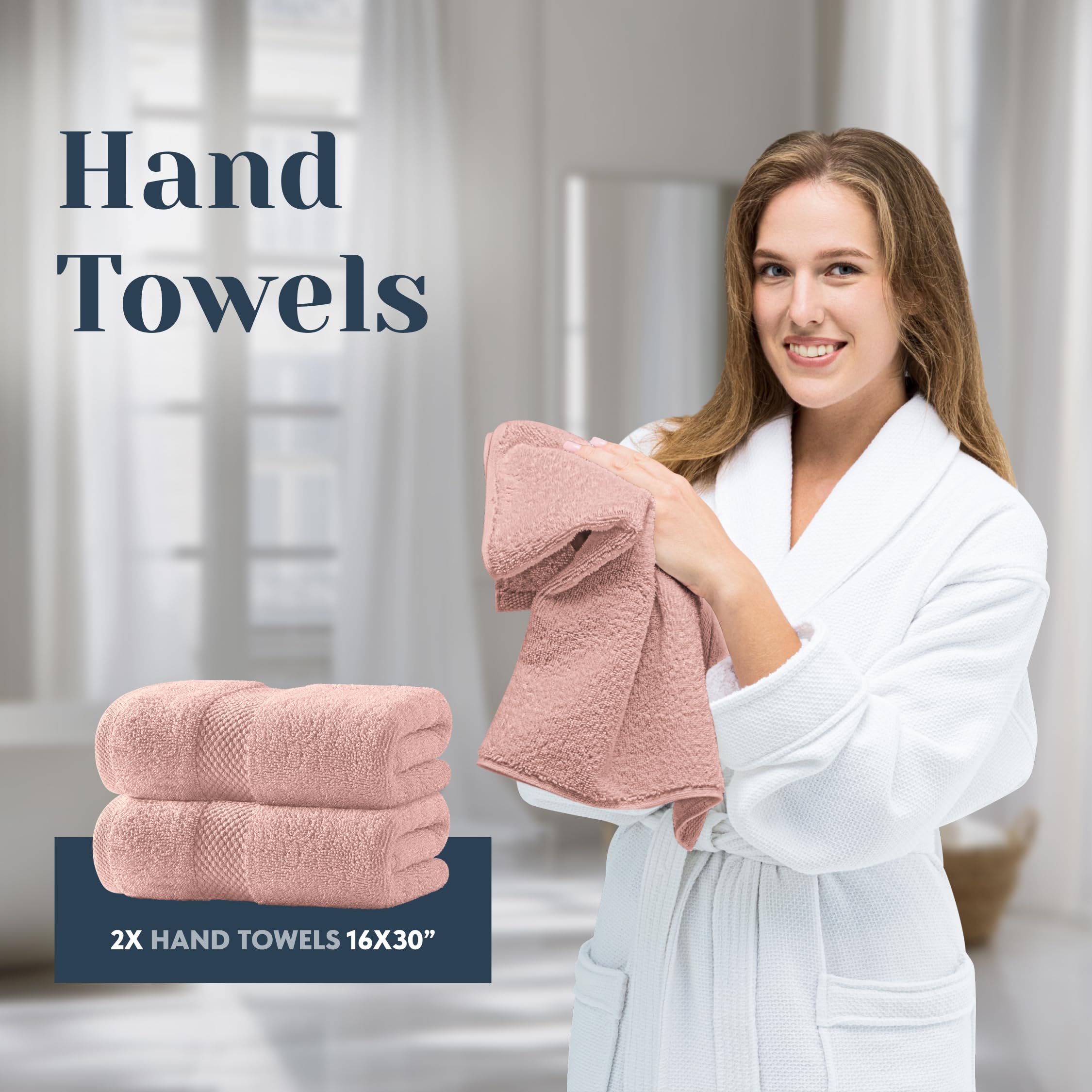 White Classic bathroom towel set lifestyle shot in pink, elegant bathroom