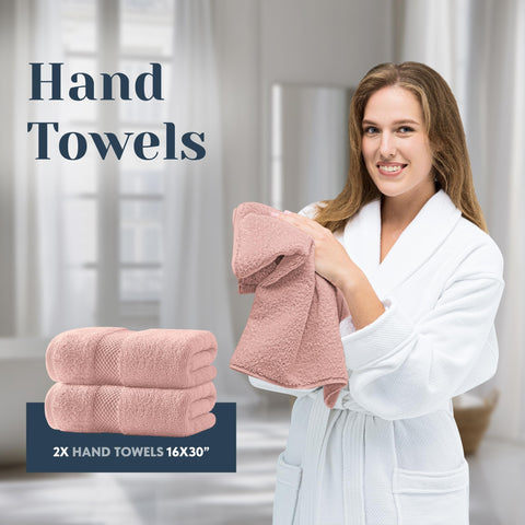 White Classic bathroom towel set lifestyle shot in pink, elegant bathroom