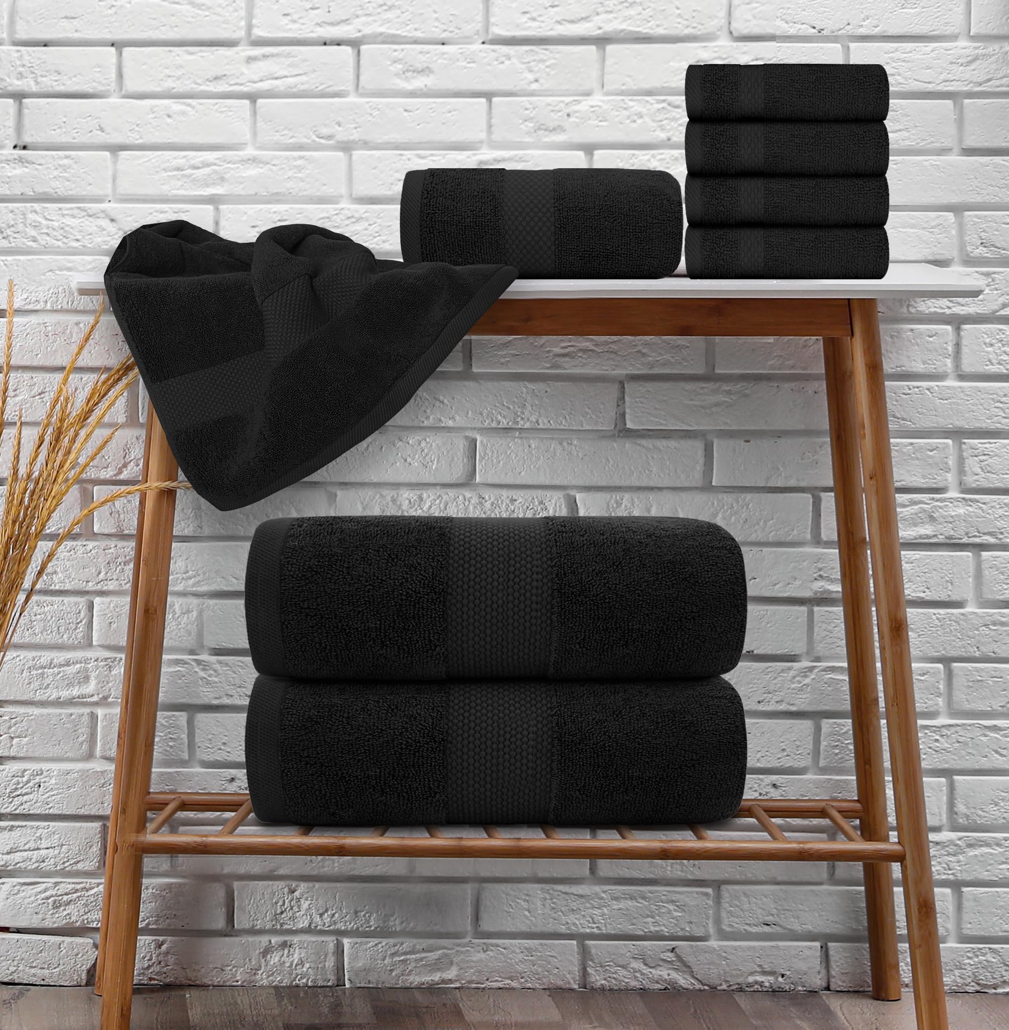 Black White Classic towels add sleek spa vibes to any bathroom.
