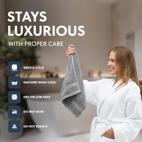 Machine-washable and quick-drying towels save time while keeping rich color vibrancy