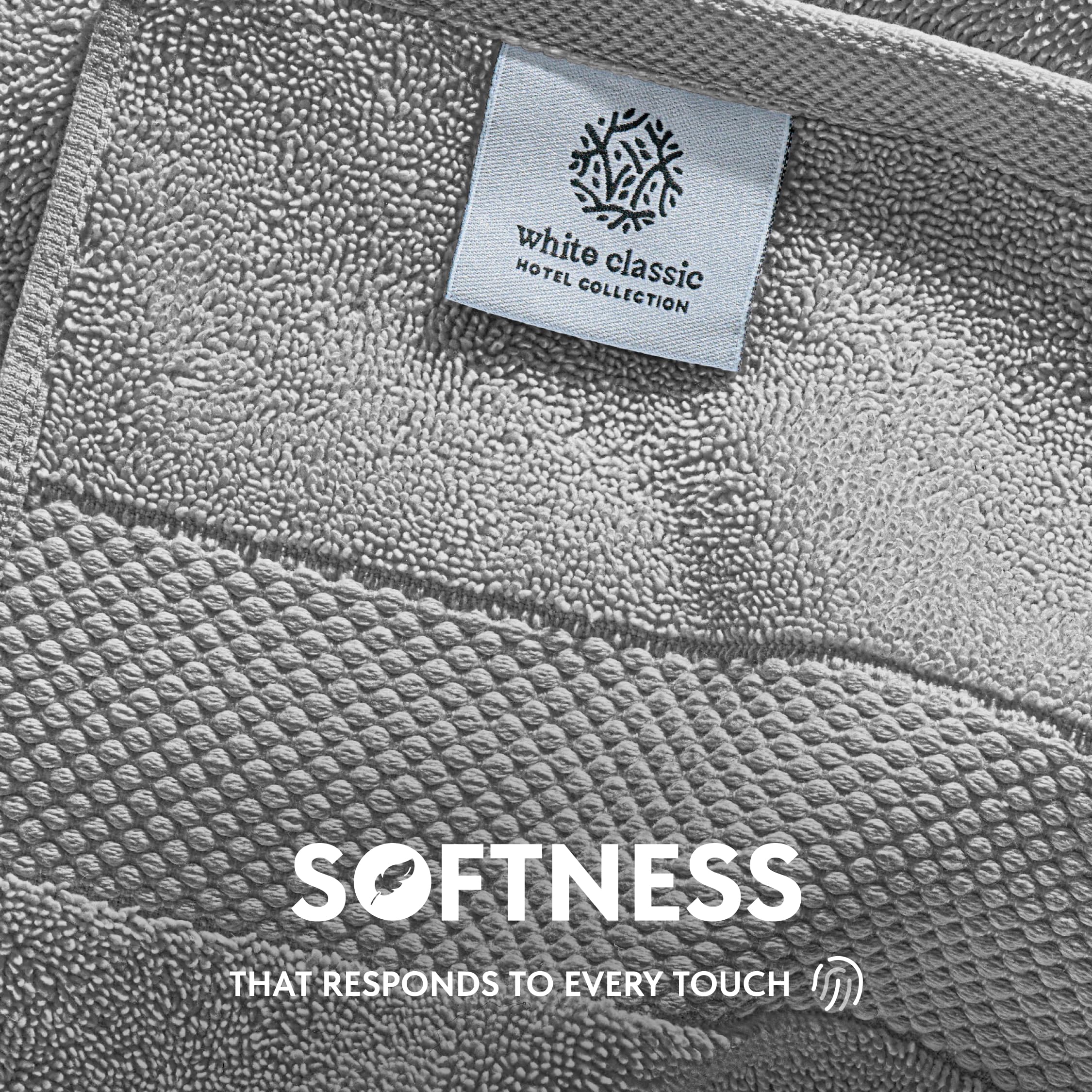 Dolphin Gray towels in hotel-quality 100% Turkish cotton for luxe home spa feel
