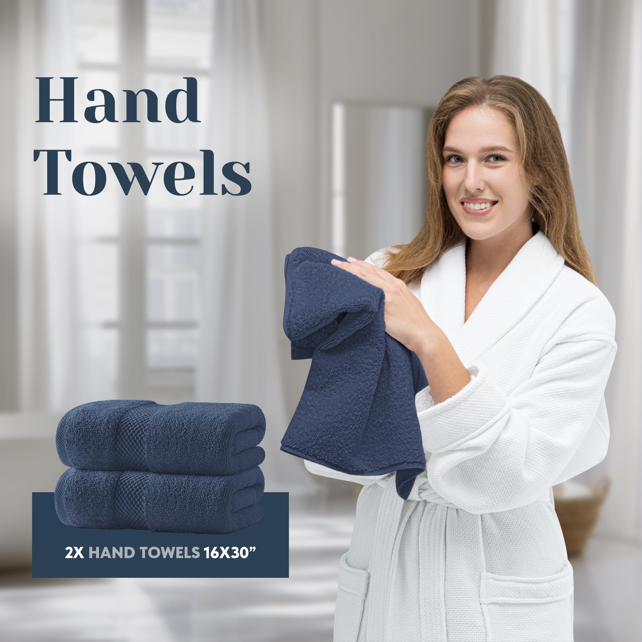 White Classic double-stitched edges protect against fraying and extend life