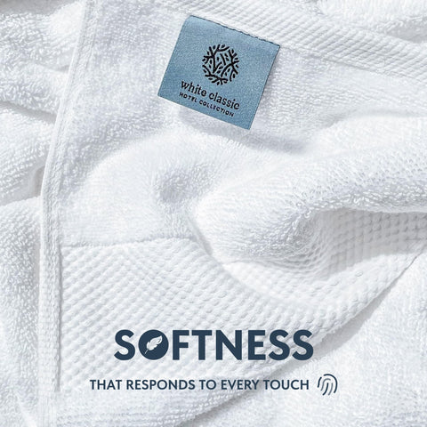White Classic jumbo towels feature reinforced edges for lasting durability after multiple washes.