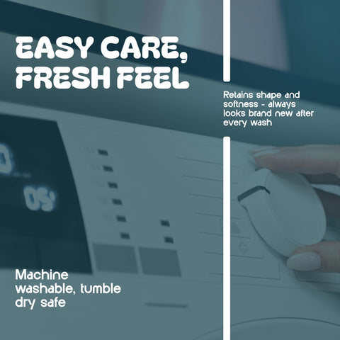 White Classic easy-care stitching image shows durable double stitching and simple washing instructions.