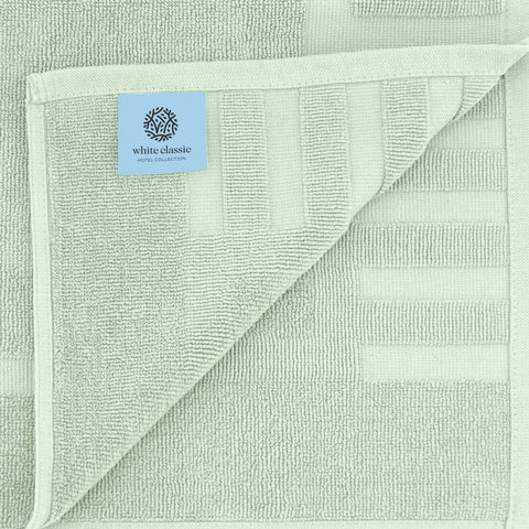White Classic fast-dry bath mat in green after showers.